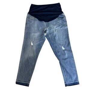Time & Tru women's maternity Jeans size XL, distressed raw hem medium wash #4121